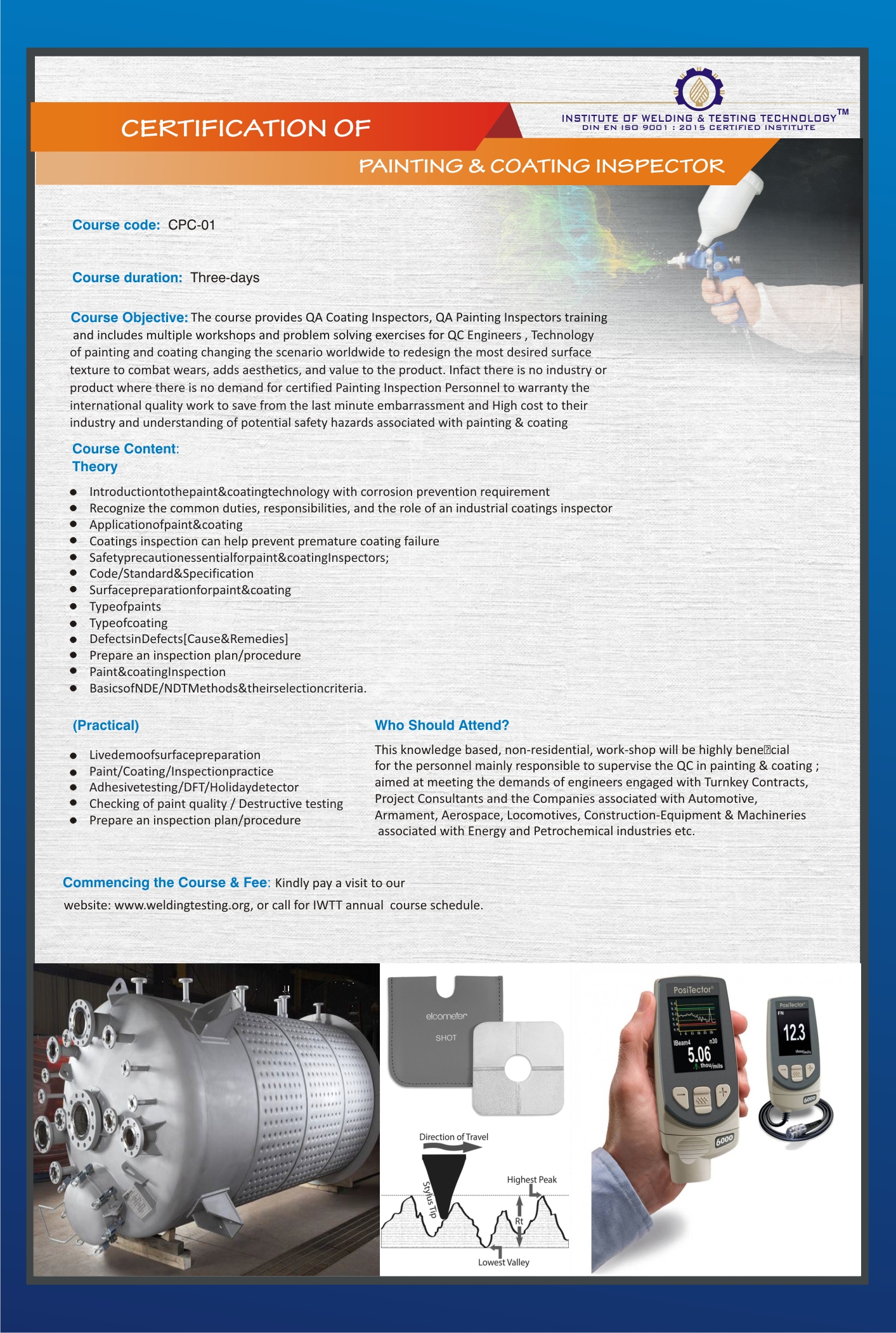 Certification Of Painting & Coating Inspector Institute of Welding & Testing Technology